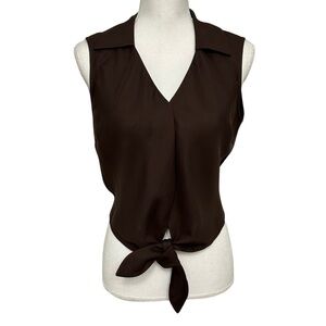 Tommy Bahama Timeless Twill Tie Top Sleeveless Silk Brown Size 8 NEW WITH TAGS